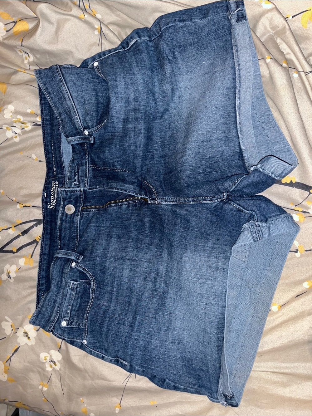 Signature Blue Denim Rolled Cuff Shorts